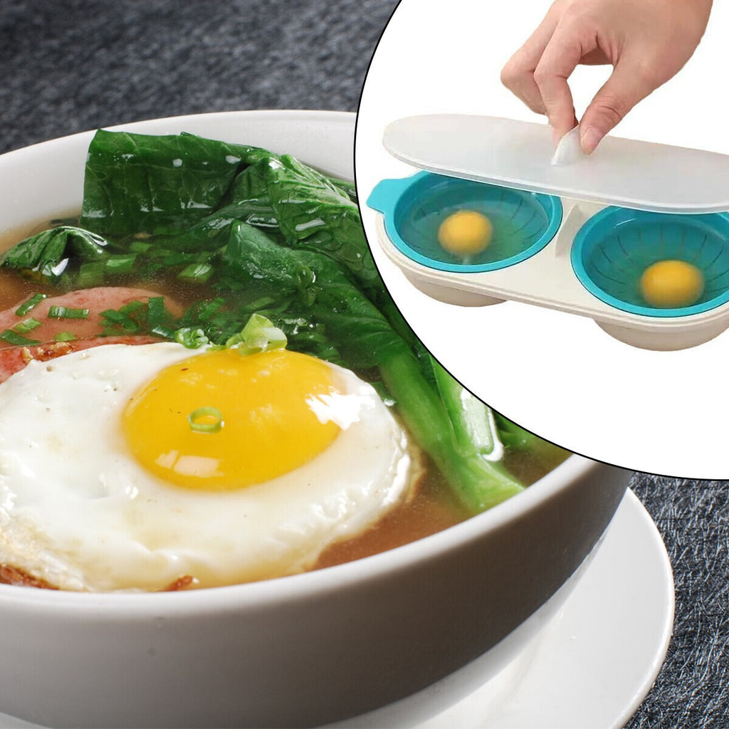 Egg Cooker Boiler Double Cup Poacher Eggs Cookware Steamer Maker Poach Microwave