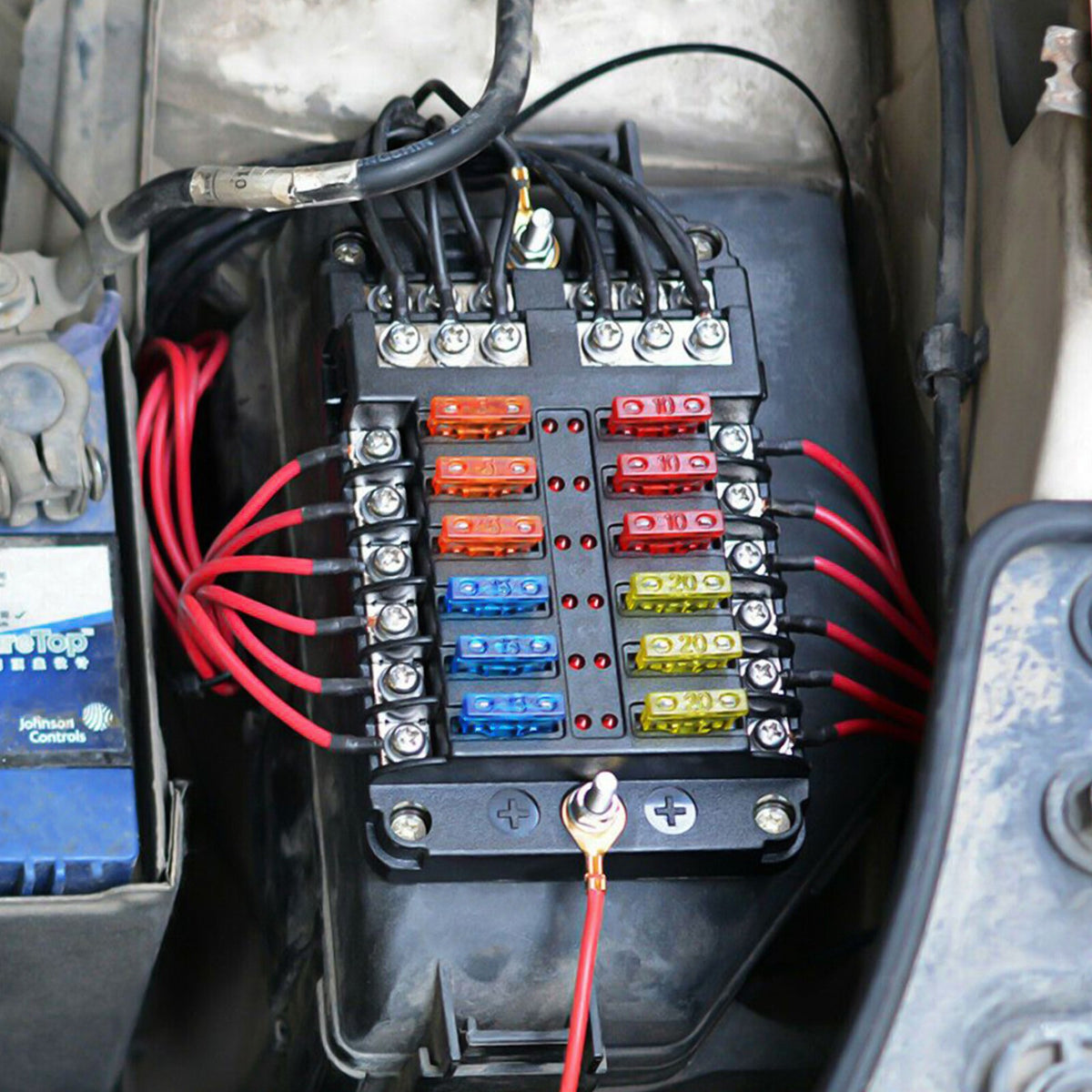 12-way chip fuse box bracket distribution board car marine fuse set 12V24V UK