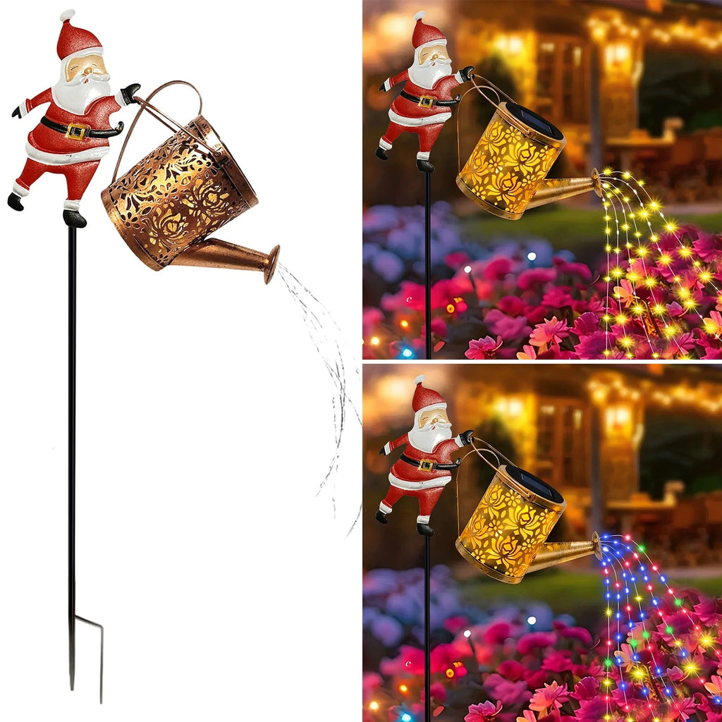 Solar Watering Can Lights Outdoor,Christmas Santa Waterproof Metal Garden  UK