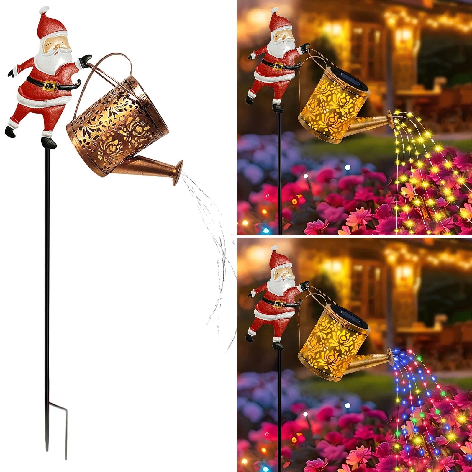 Solar Watering Can Lights Outdoor,Christmas Santa Waterproof Metal Garden  UK