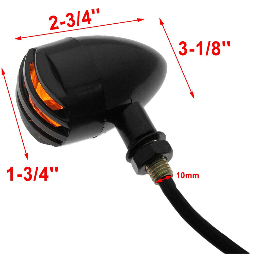 4x Black Turn Signal Indicator Amber Light For Bobber Chopper Cruiser