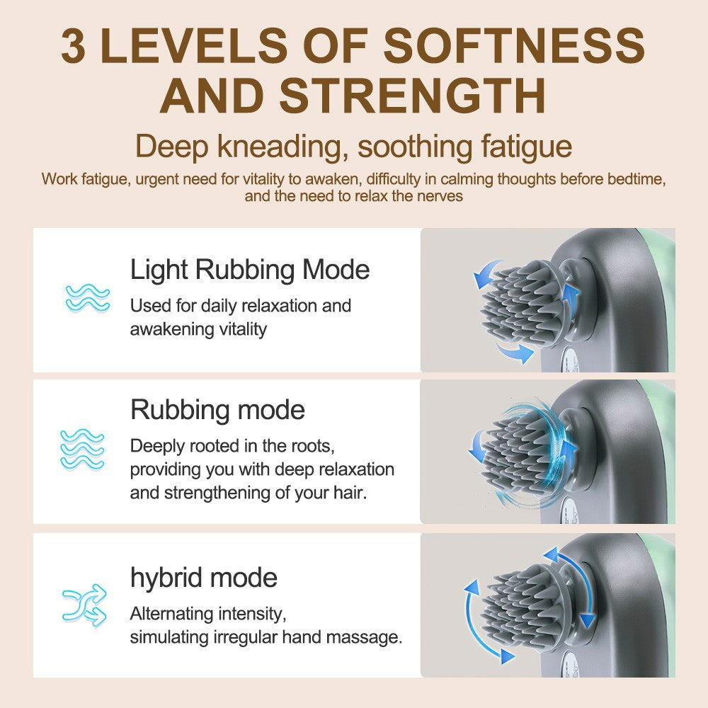 Electric Head Scalp Massager Waterproof Hair Care 3 Modes Kneading Rechargeable