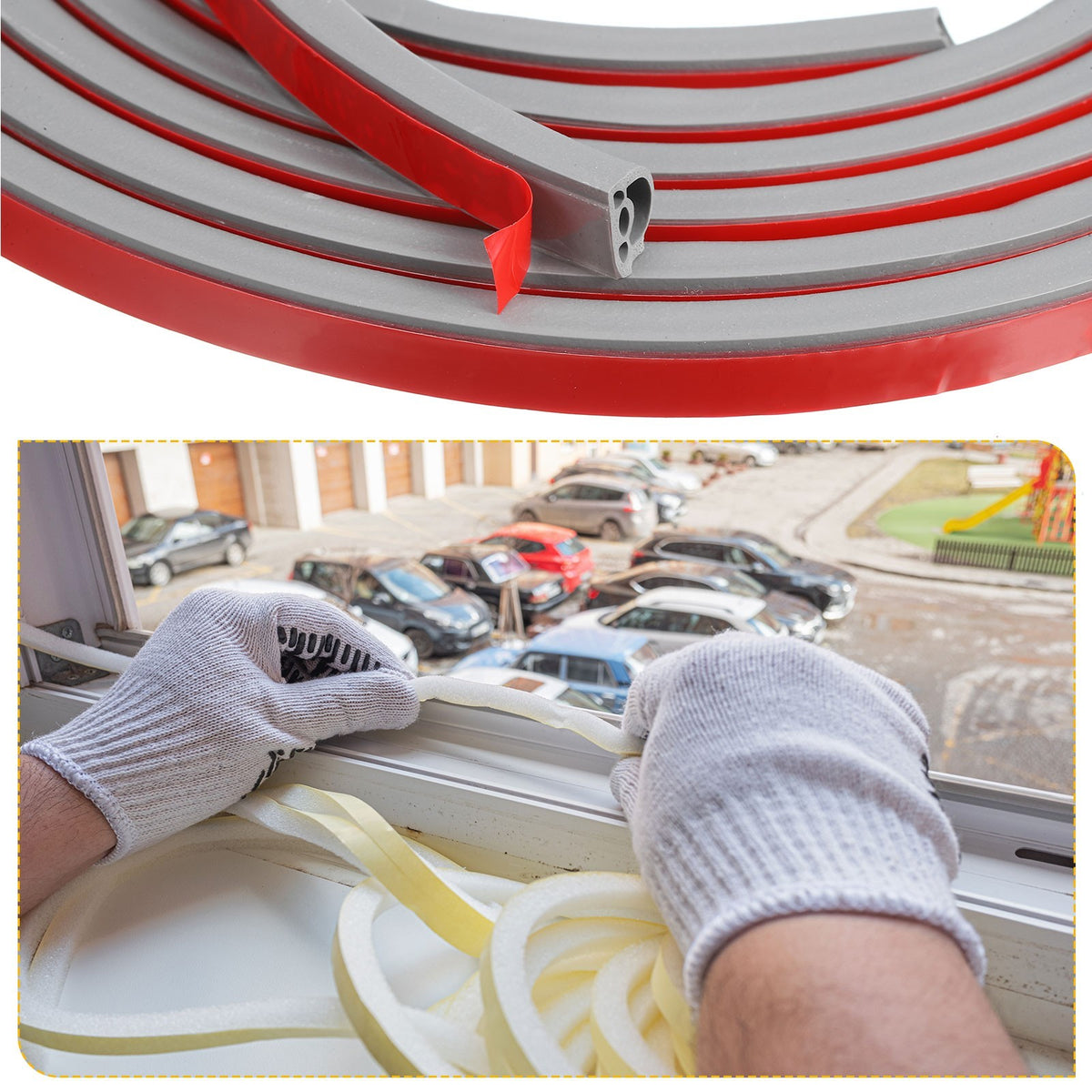 20 ft Silicone Weather Stripping Door Seal Strip, , 0.35" x 0.3", Grey