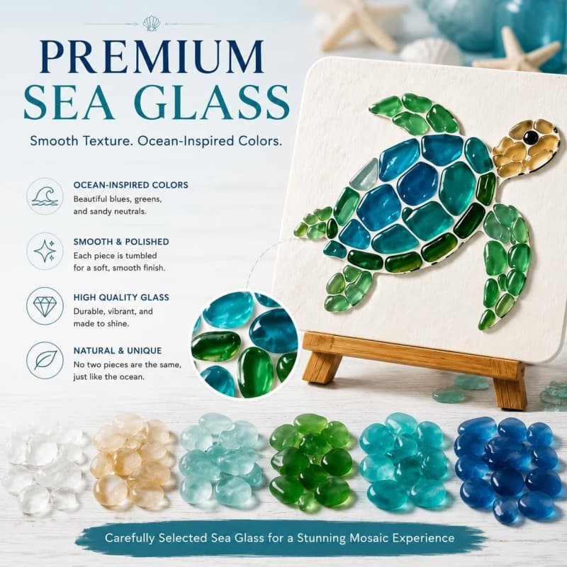 Kit Sea Glass Art Kit,DIY Sea Glass Mosaic Art Set,Ocean-Themed Seaglass Craft