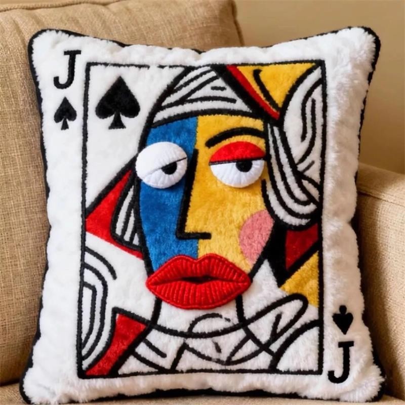Adorable Plush Embroidered Poker JQK (Jack,Queen,King) Cushion - Soft Bed Pillow