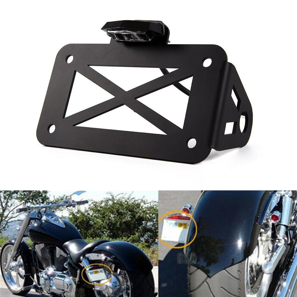 Motorcycle Left Side Mount Number License Plate Holder Bracket Light .*