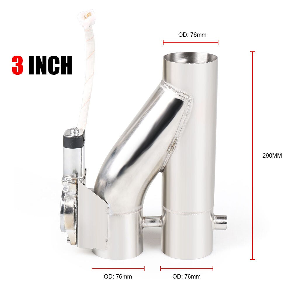 3 inch 76mm Control Pipe Dual Valve Electric Y Pipe with Remote Kit