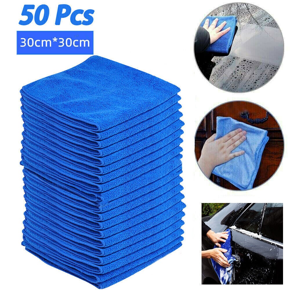 50PC LARGE MICROFIBRE CLEANING AUTO CAR DETAILING SOFT CLOTHS WASH TOWEL DUSTER~