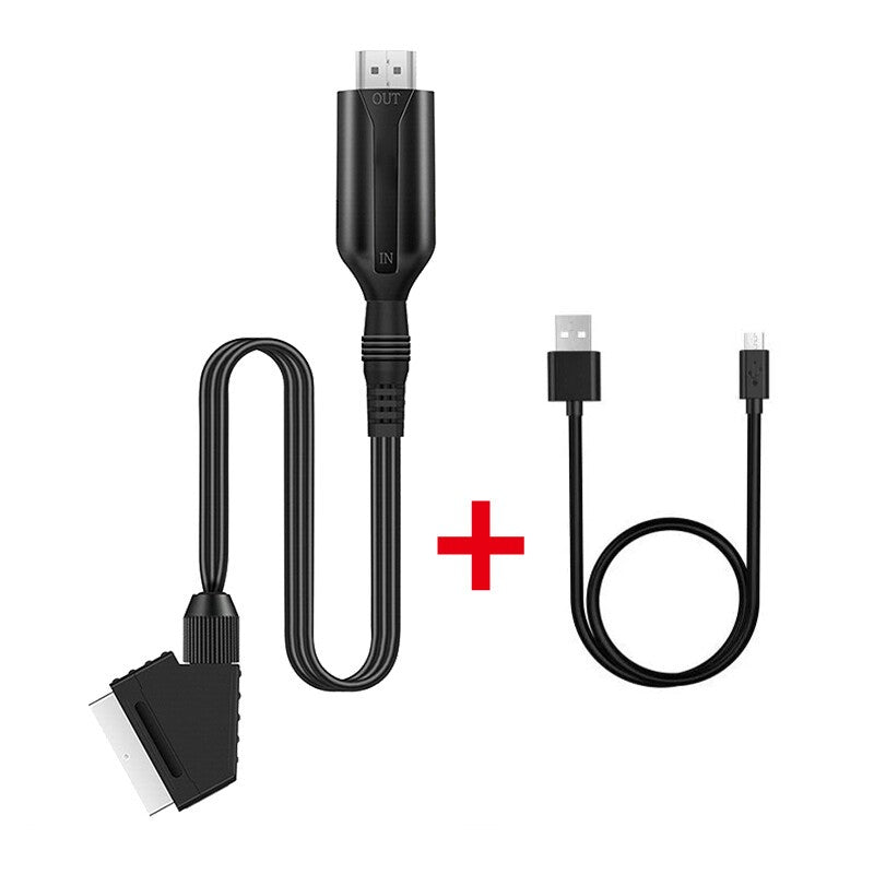 Portable HDMI-compatible To Scart Converter Video Audio Adapter for TV DVD HD