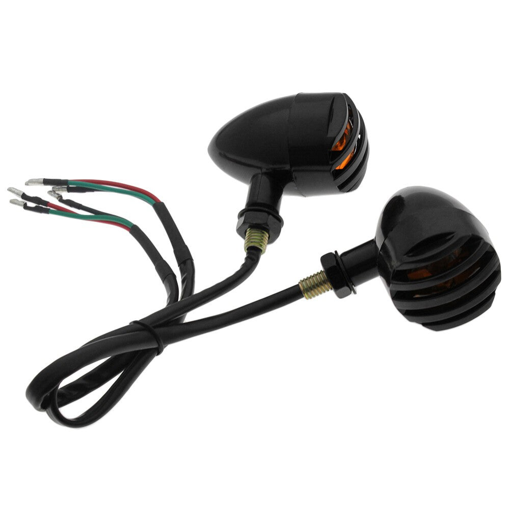 4x Black Turn Signal Indicator Amber Light For Bobber Chopper Cruiser