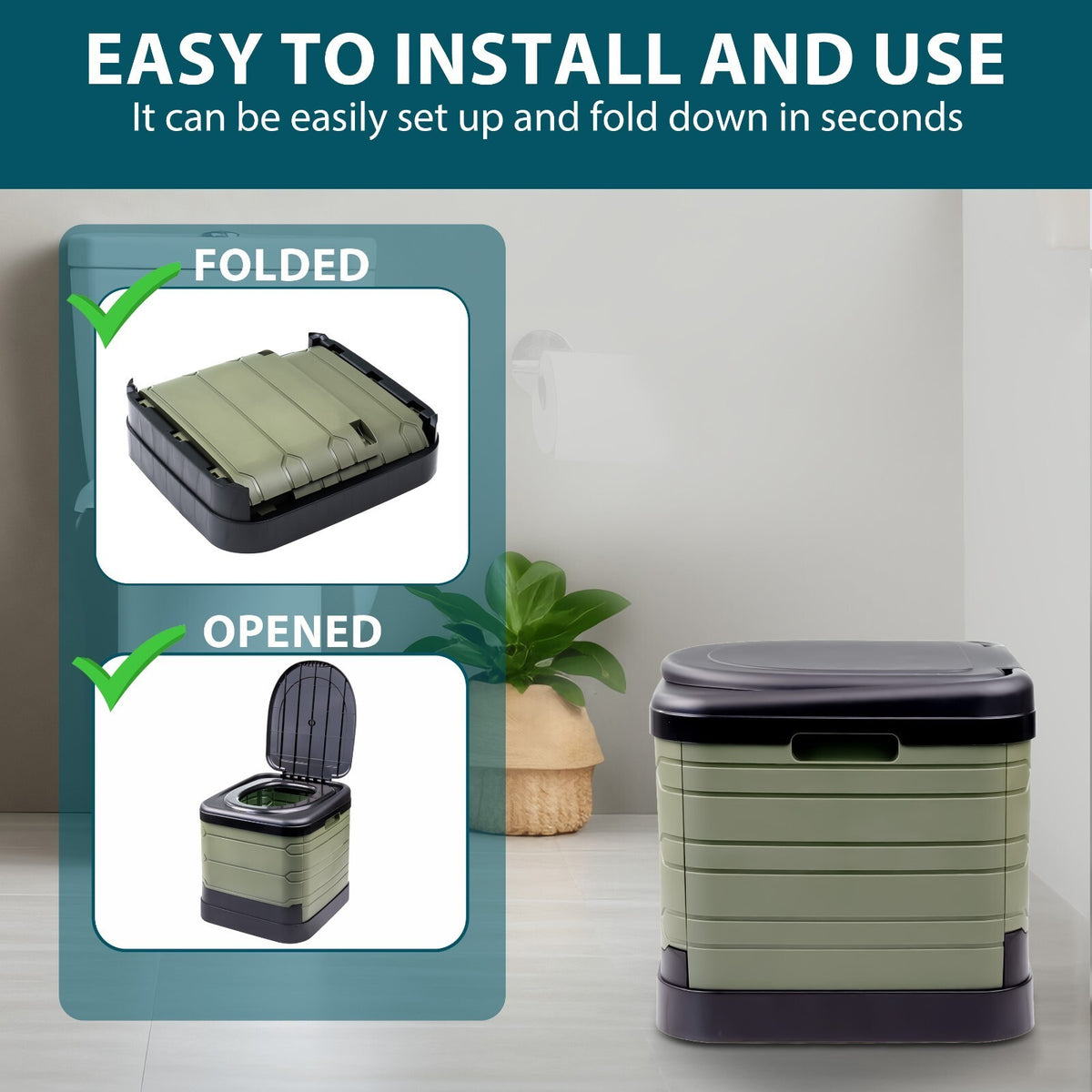 24L PORTABLE FOLDING CAMPING TOILET COMPACT POTTY LOO CARAVAN PICNIC FISHING