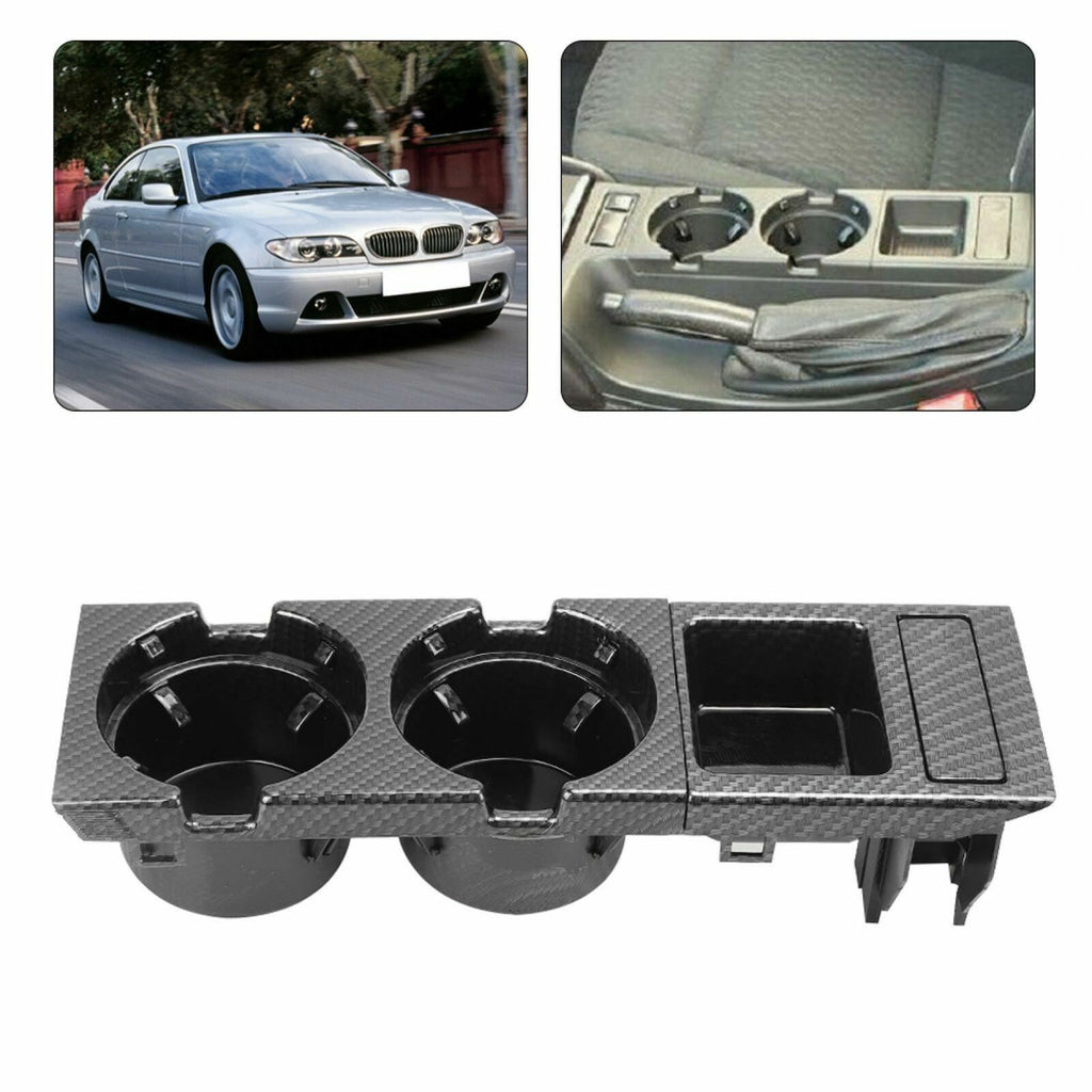 Carbon Fiber Style Center Console Cup Drink Holder For BMW 3 Series E46 99-06