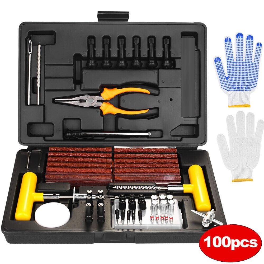 100pcs Heavy Duty Tyre Puncture Repair Tool Set Tire Mending Kit Car Motorbike