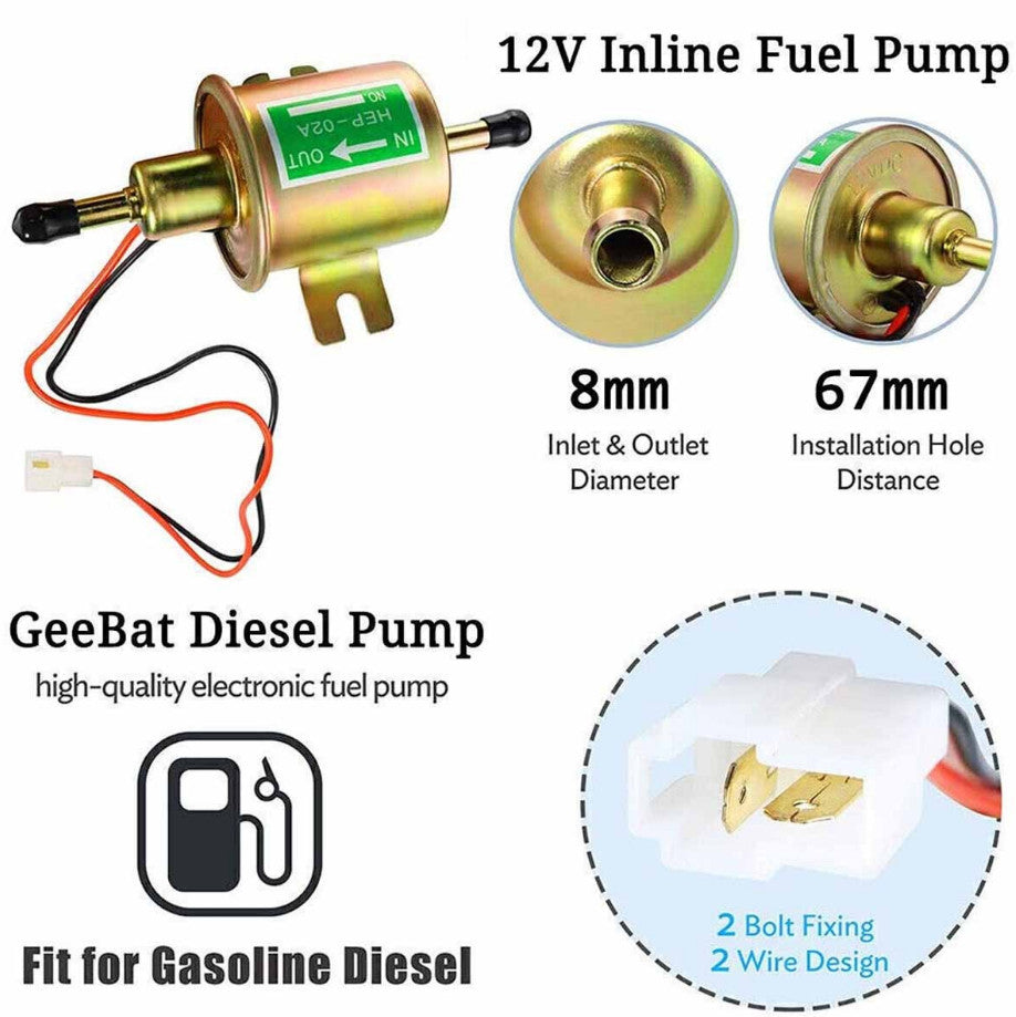 HEP-02A Petrol Gas Diesel Car 12V Universal Low Pressure Electric Fuel Pump B