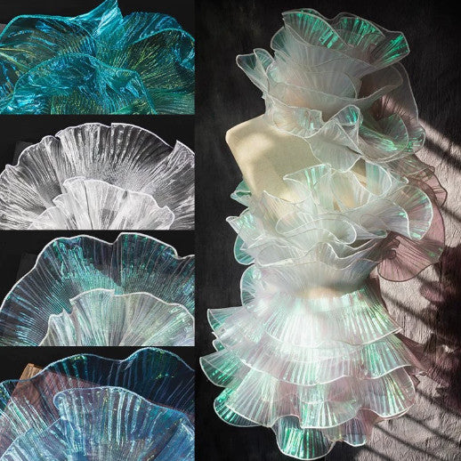 3 M Tulle Fabric Ruffle Pleated Trim Material for Wedding Dress Decor DIY
