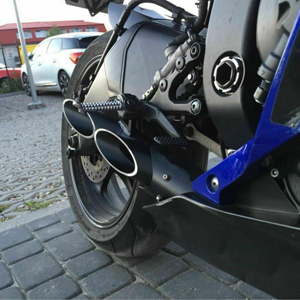 Dual Outlet Motorcycle Exhaust Muffler Tail Pipe Universal For 2"  51mm Dia.