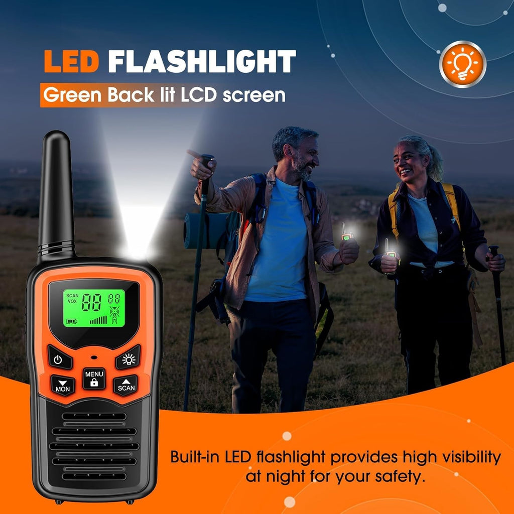 2Pcs Walkie Talkies Electronic Long Range Walky Talky 8km UHF Backlit LCD