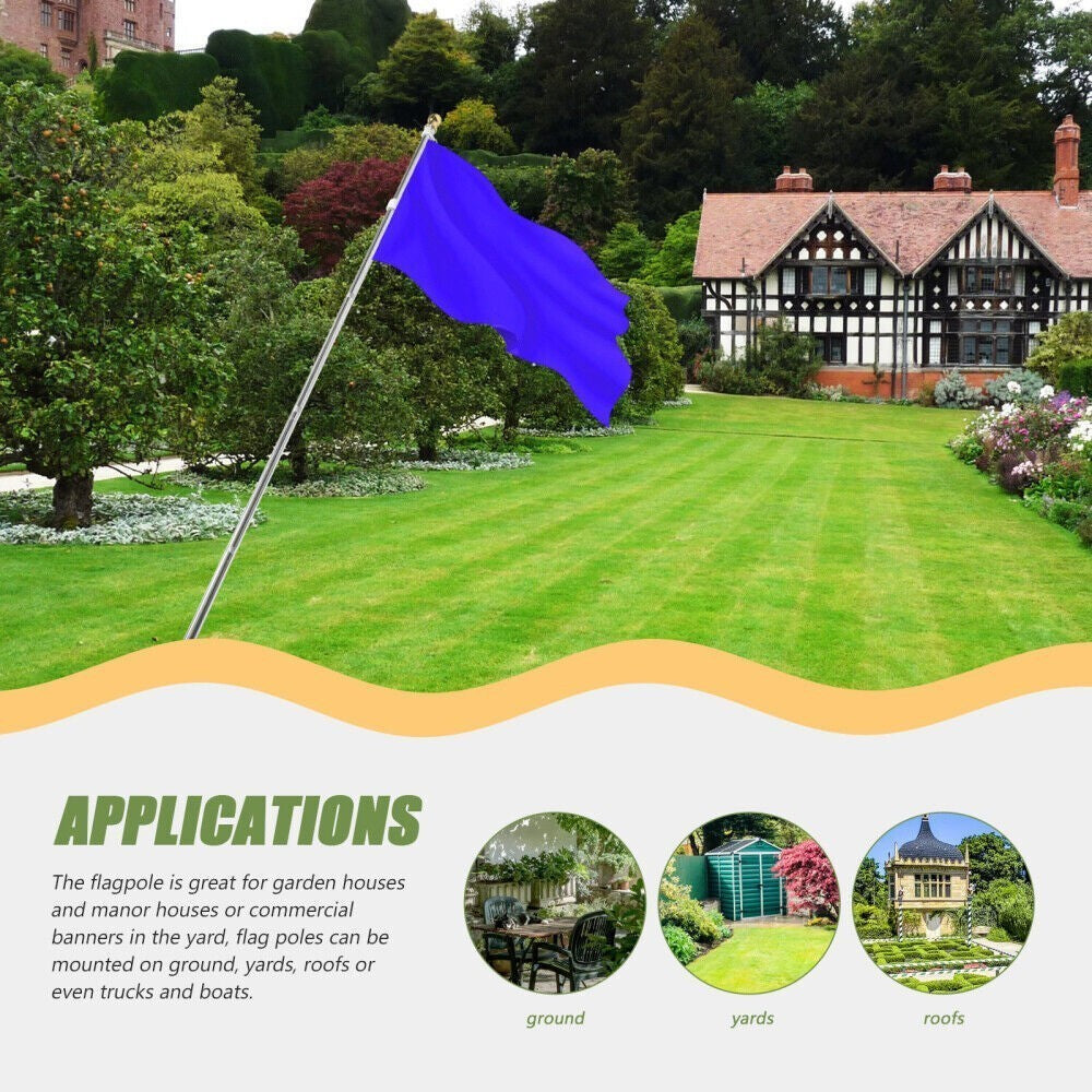 Full Set Yard Adjustable Flagpole Aluminium Sectional Flag Pole Kit With Ball UK