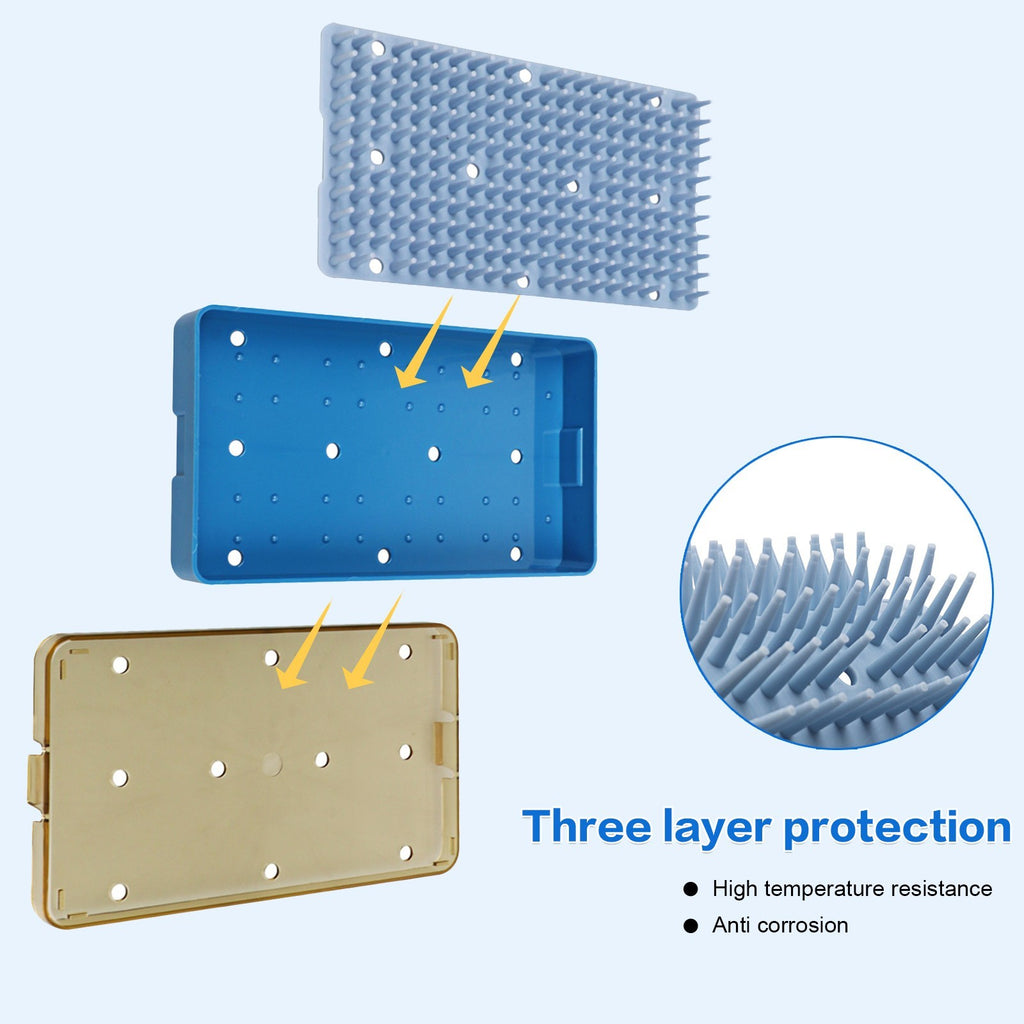 Autoclave Sterilization Tray Case Box with Silicone Pad for Surgical Instrument