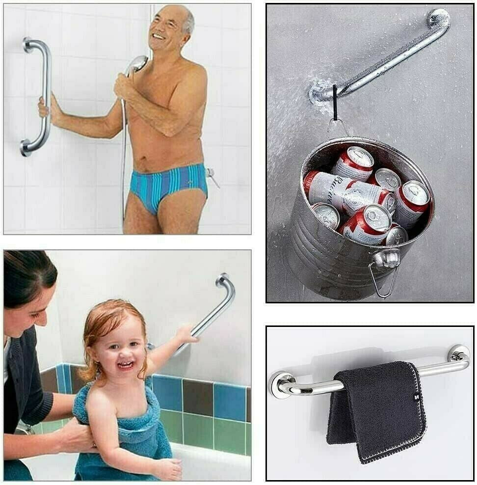 2X Safety Grab Bar Bathroom Support Handle Steel Bath Toilet Hand Rail 40cm