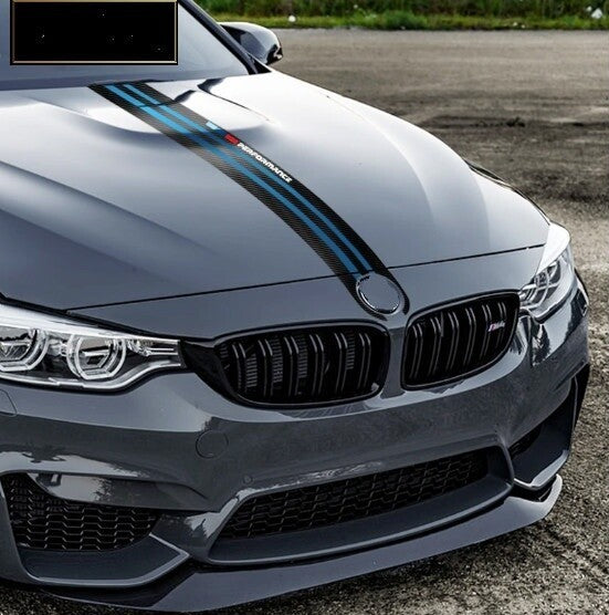 BMW Performance 5D Carbon Fiber Car Hood Bonnet Sticker Car Decals Stripes