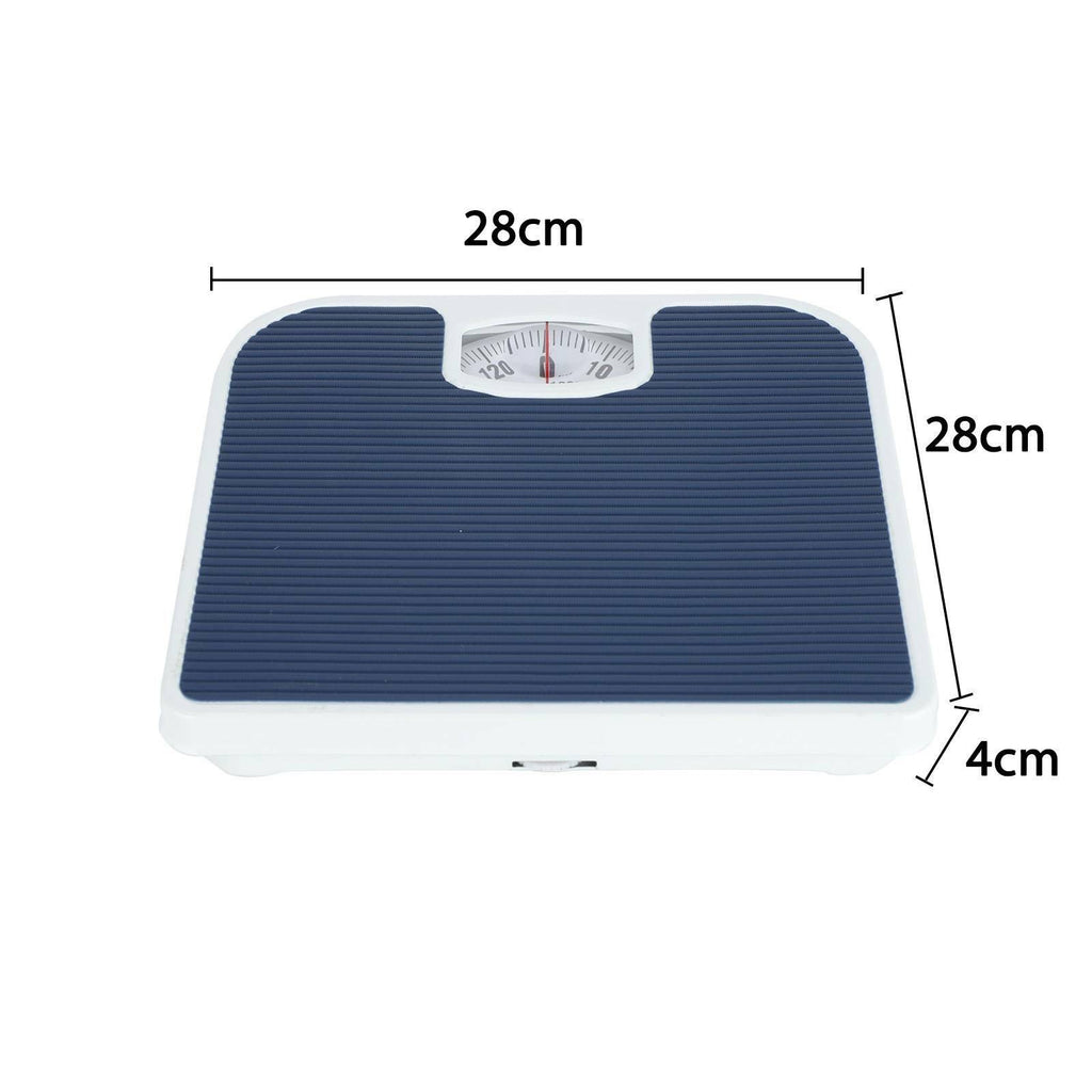 Mechanical Dial Bathroom Scales Weighing Scale Body Weight White Blue 130kg