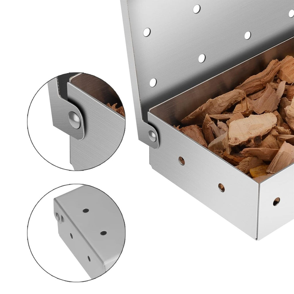 Stainless Steel BBQ Smoke Box For Wood Chips Gas Charcoal Grill Smoker Accessory