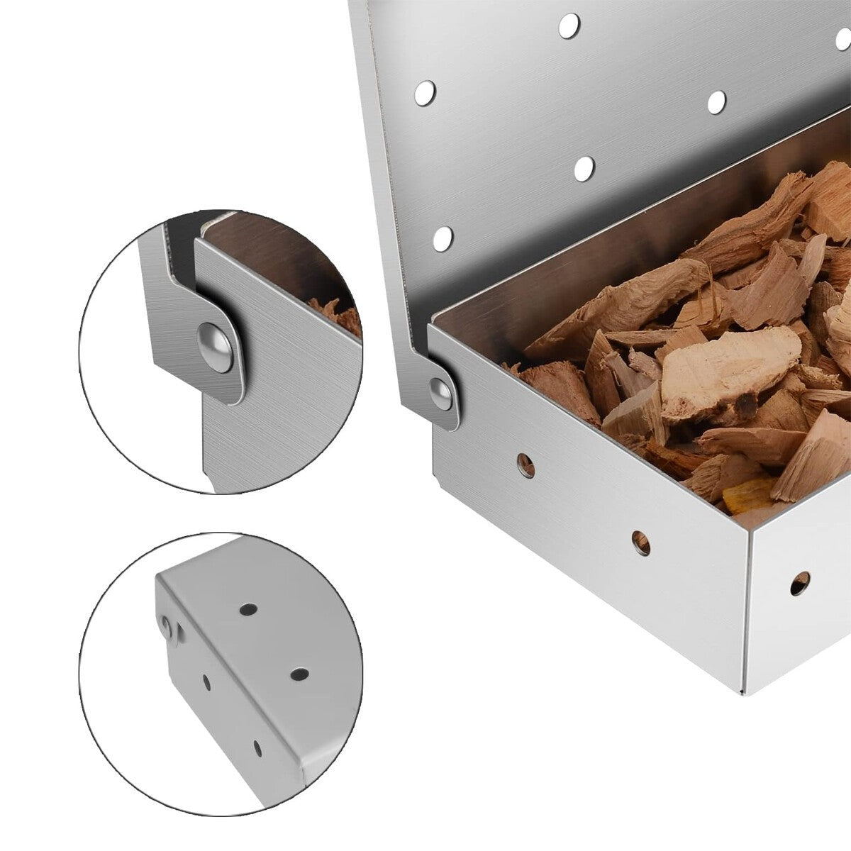Stainless Steel BBQ Smoke Box For Wood Chips Gas Charcoal Grill Smoker Accessory