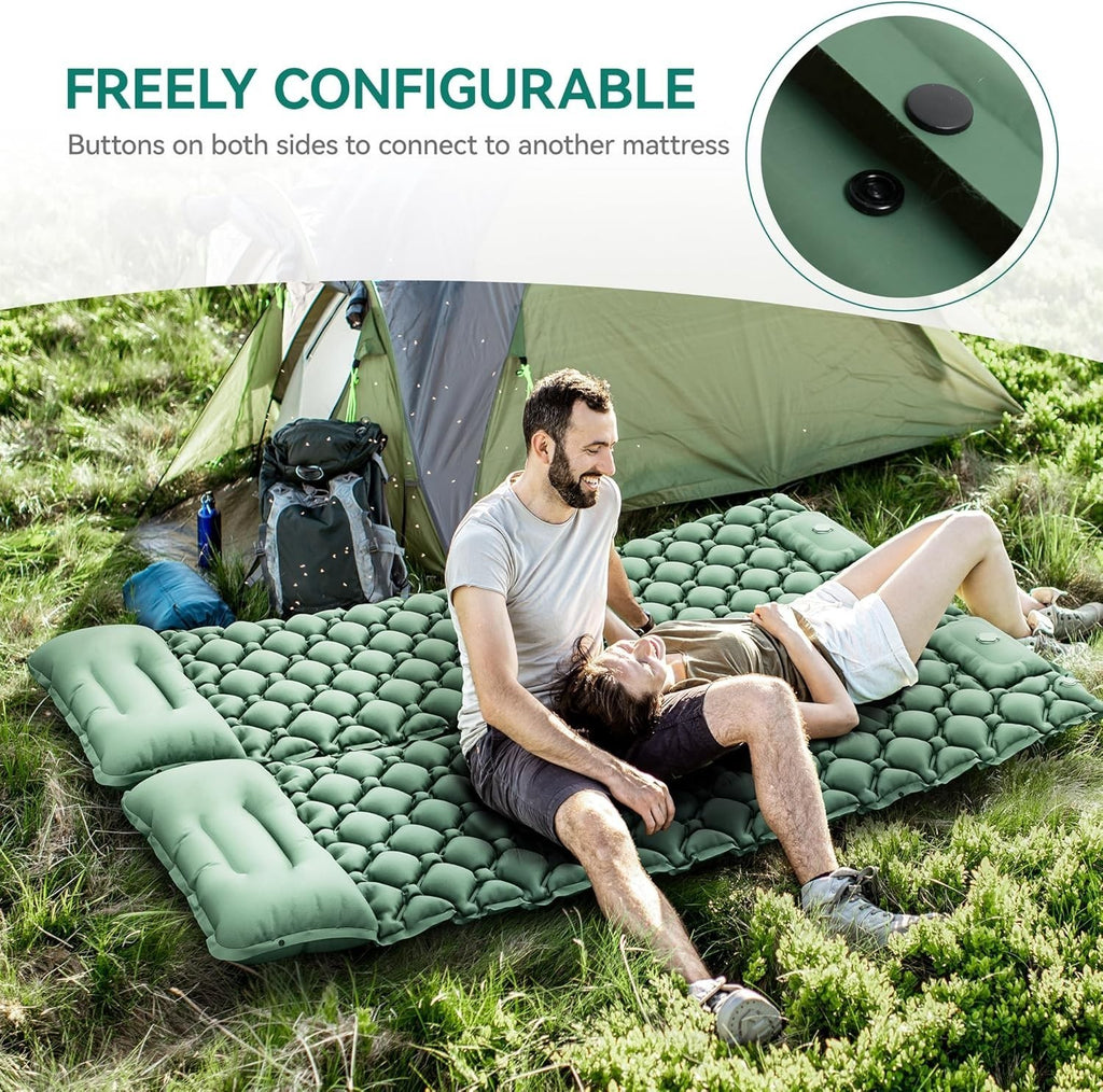 UK Inflatable Mat Camping Sleeping Self Inflating Mattress Bed Air Pillow Hiking