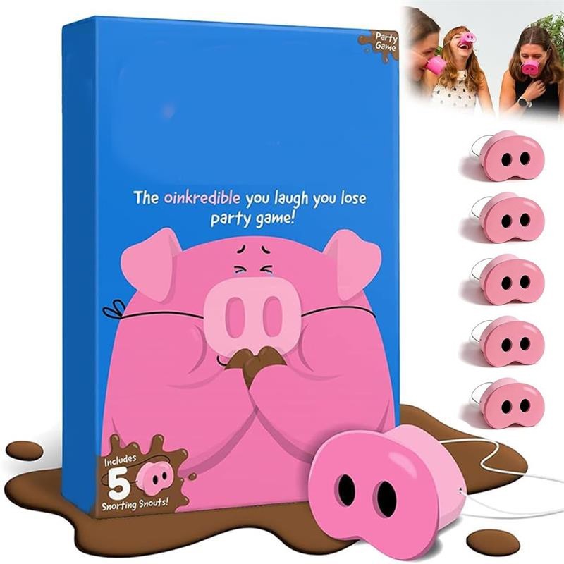 The You Laugh You Lose Party Game, Pig Nose Card Game with 150 Challenge Cards