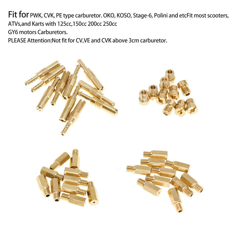40Pcs For PWK Keihin OKO Carbs Carburetor Main Jets with Slow Pilot Jets Set New