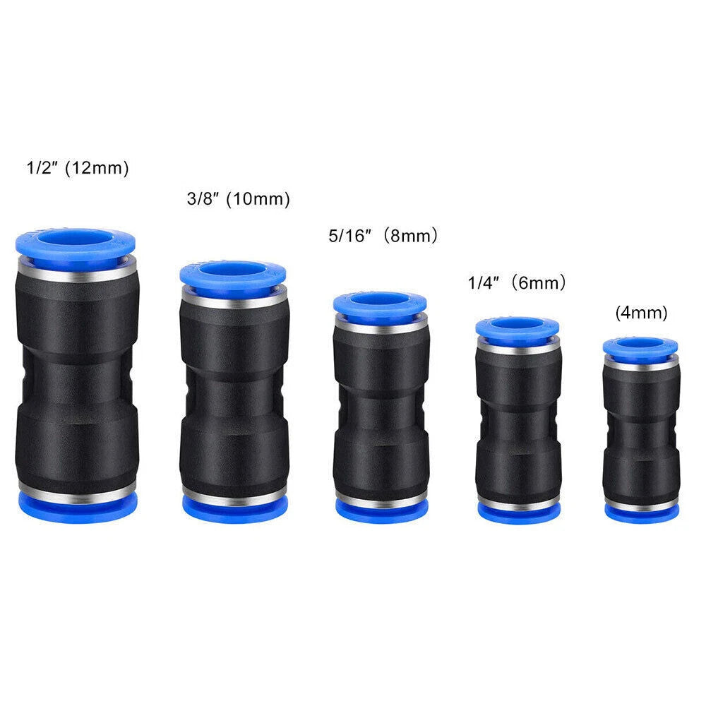 50x Straight Push Connectors Pneumatic Connect Fittings Air Line Quick Hose sets