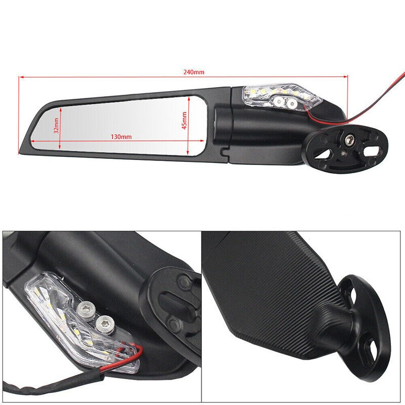 Stealth Side Mirrors with Turn Signals for Honda CBR1000RR Fireblade (2008–2011)