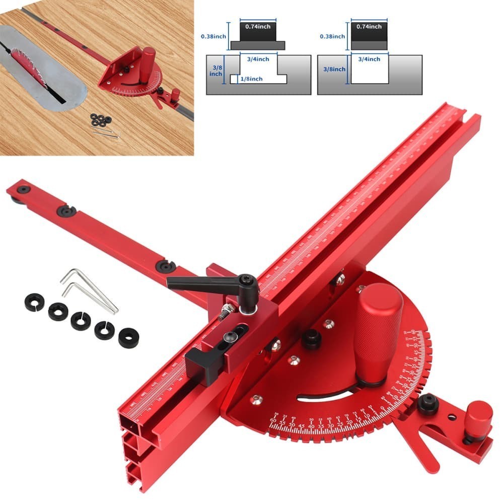 High Precision Aluminum Miter Gauge for Table Saws with Flip Stop Support