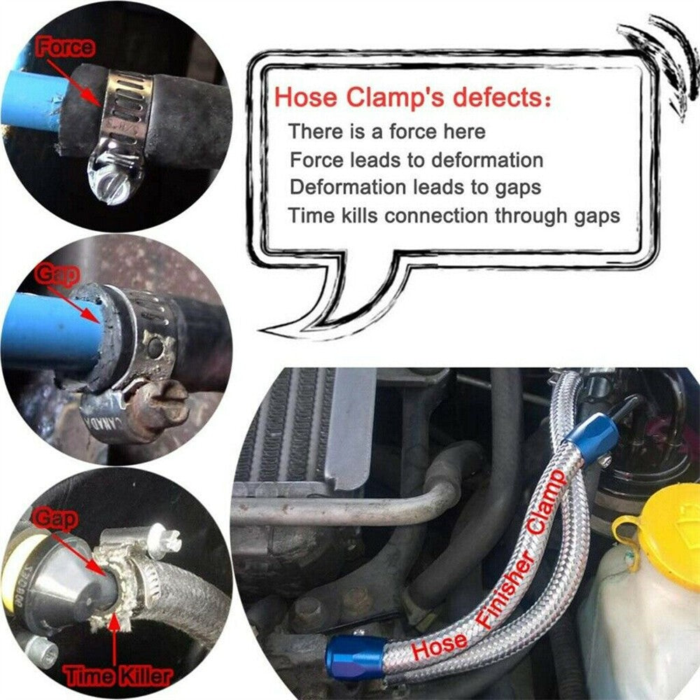 4PCS 8AN AN8 1/2" 18mm ID Fuel Hose Line End Cover Clamp Finisher Fitting Black