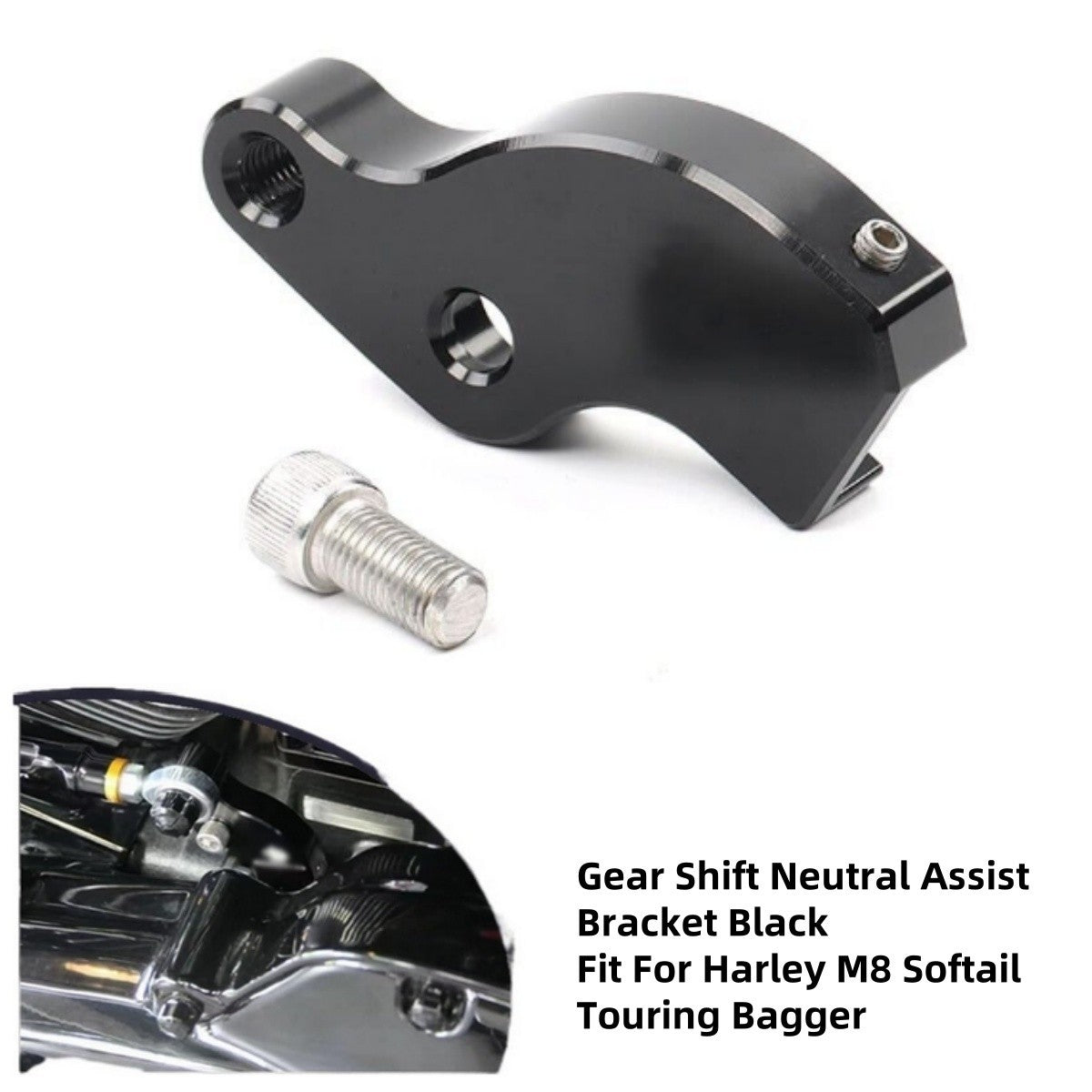 Black Gear Shift Neutral Assist Bracket For Harley M8 Touring Softail Electra