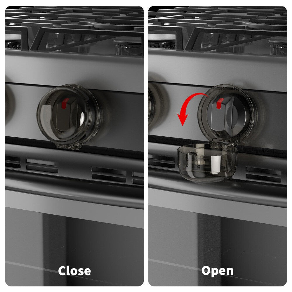 Wellrun 6 Pcs Gas Stove Knob Covers,Child Safety Protector for Oven black