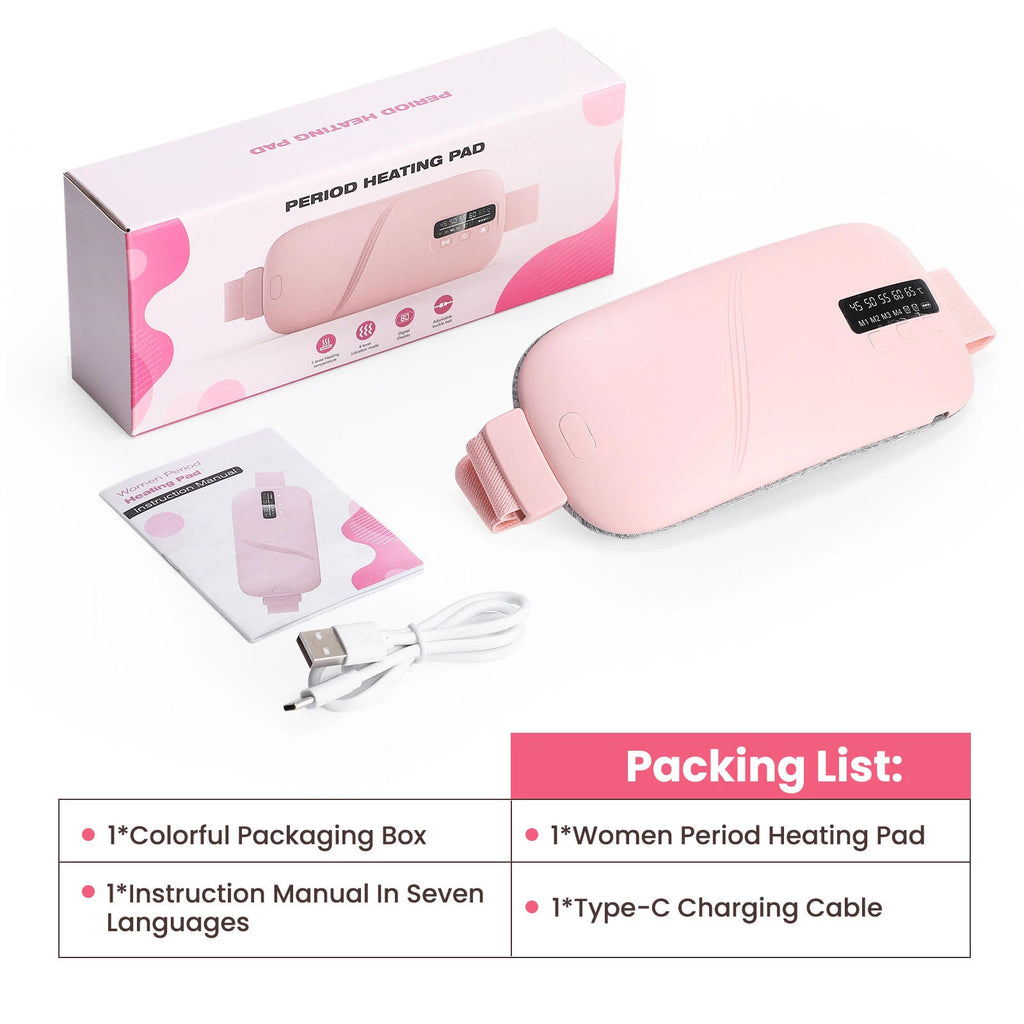 Menstrual Heating Pad Period Cramp Relief with 5 Heat Levels, 4 Vibration Modes