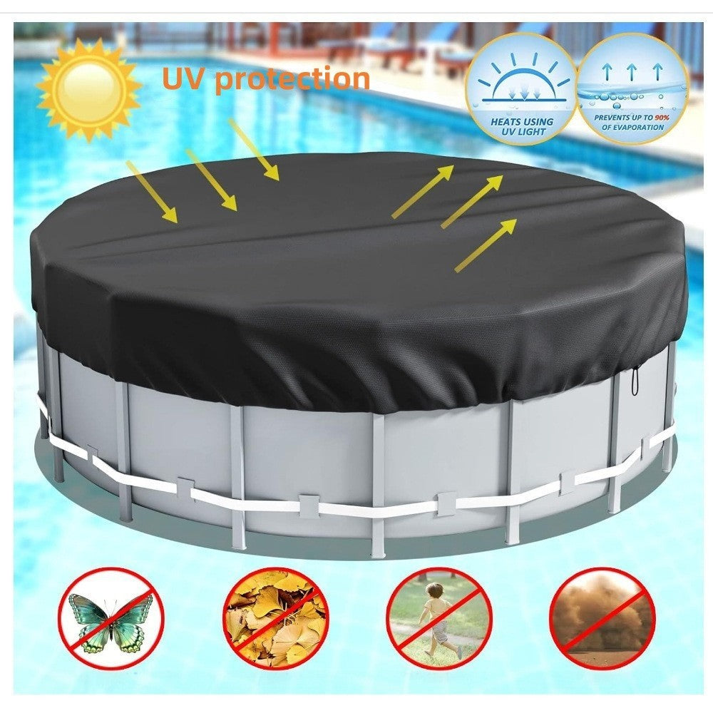 Heavy-Duty Round Pool Cover w/ Drawstring Nails Waterproof Dustproof Protector