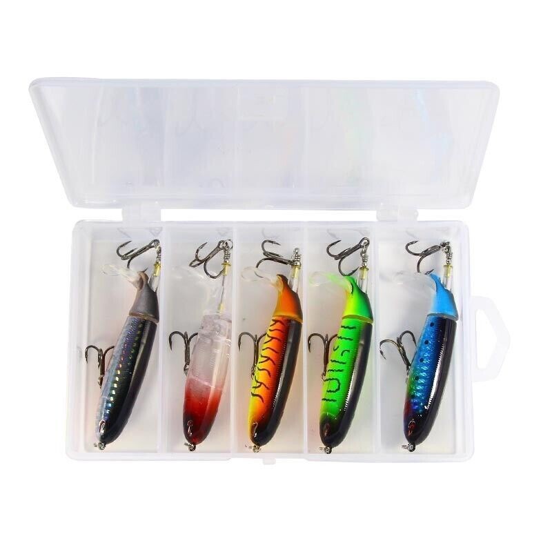 5Pcs/set Whopper Plopper Bass Floating Lures Fishing Rotating TailTopwater Lure