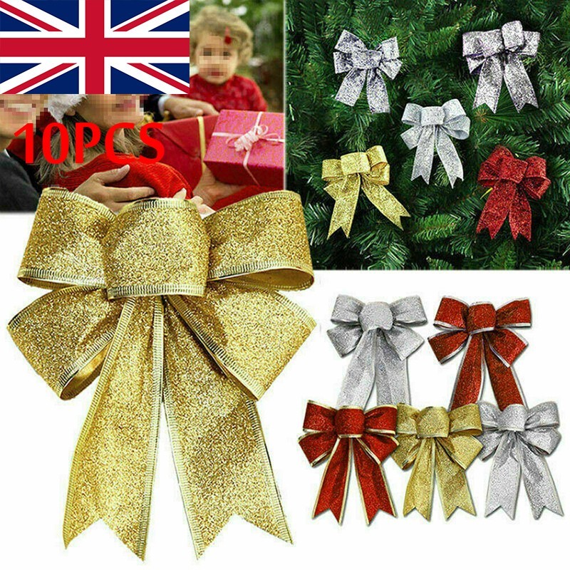 10X Large Bows Christmas Tree Bowknot Ornaments Party Gift for for XMAS Wreath