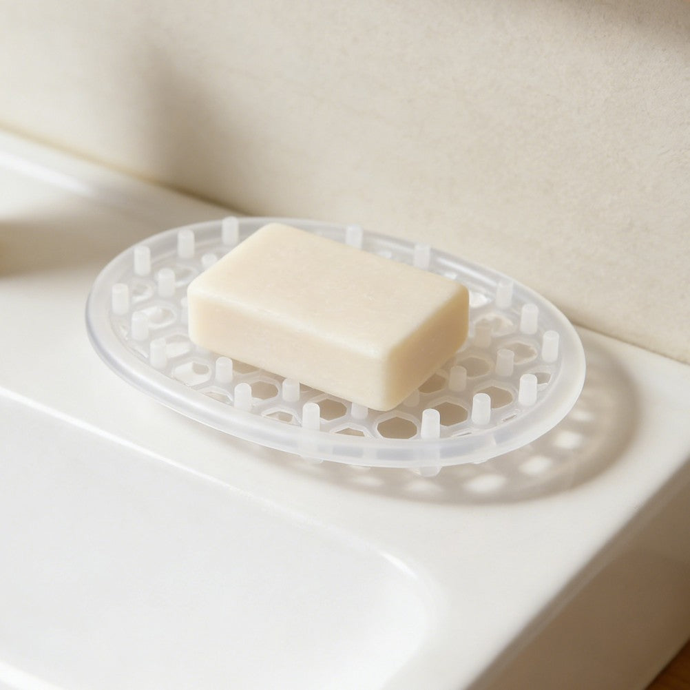 4pcs Soap Holder with Drain, Silicone Pad, Non Slip Self Draining Soap Dish