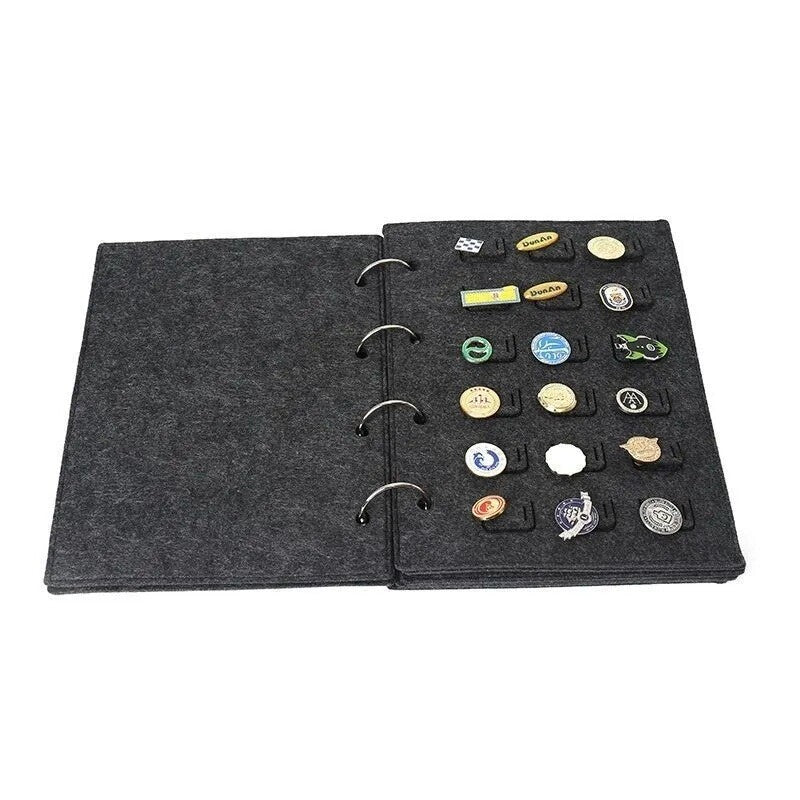 Felt Brooch Storage Book Metal Badge Chest Holder Box Pin Display Case Board