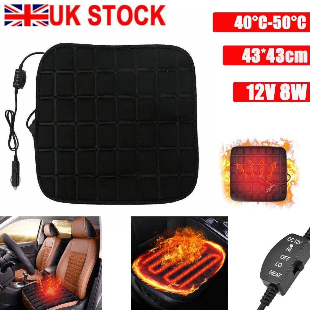 Car Seat Pad Cushion Cover Heating Heater Warm Heated Cold Winter 12V Universal