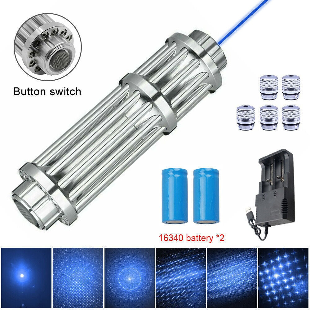 <1MW Laser Pointer Beam Light Powerful Blue Laser 500 Km Aluminum box set