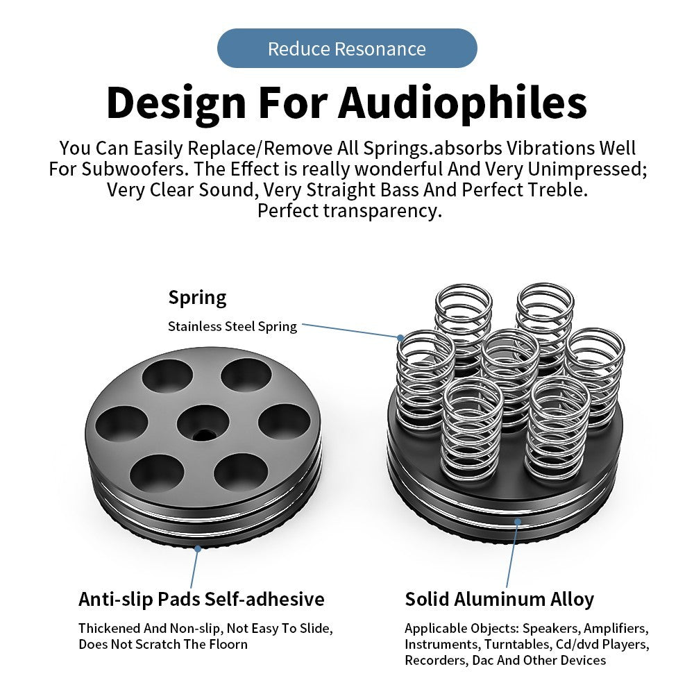 4pcs HiFi Audio Speaker Turntable Isolation Feet AMP Spring Shock Absorber Pads