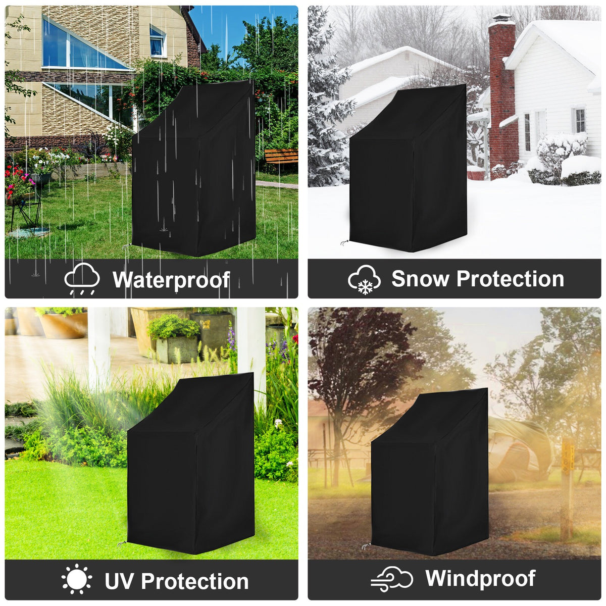 Waterproof Large Stackable Garden Chair Cover Heavy Duty Outdoor Seat Protector