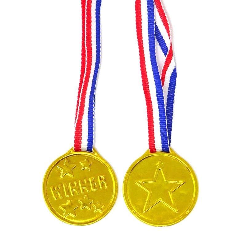 Plastic Gold Medals Winner Sports Kids Sports Party Bag Filler Awards Toys 100pc