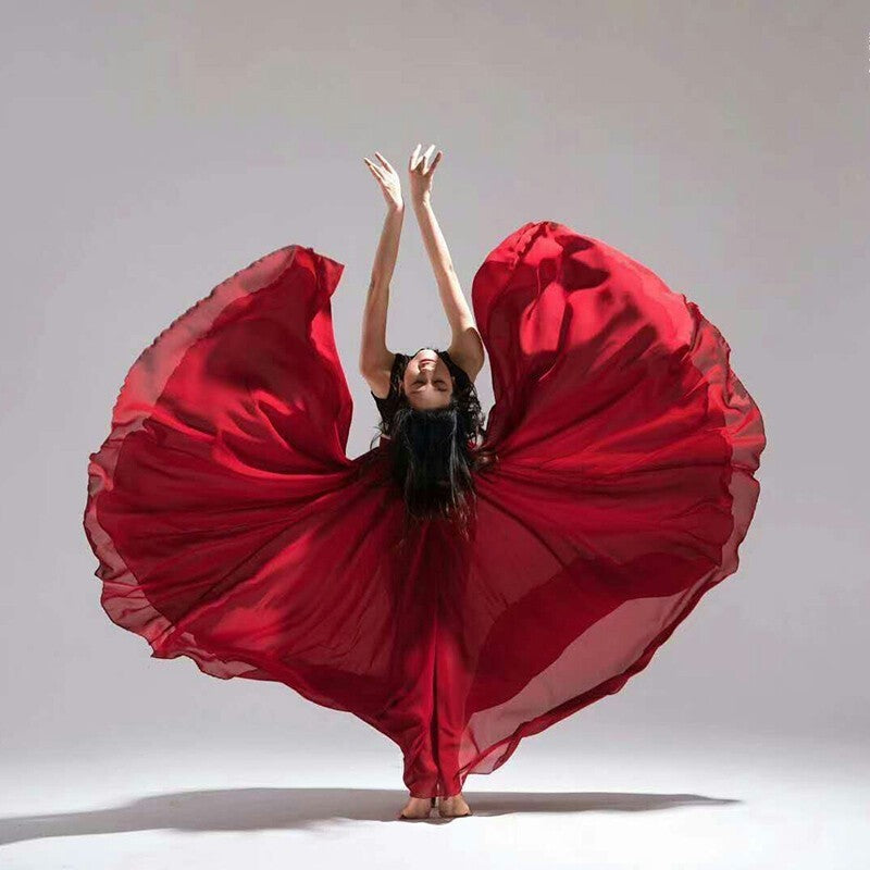 360/540 Long Dance Skirt Full Circle Swing Expansion Ballet Belly Practice Dress