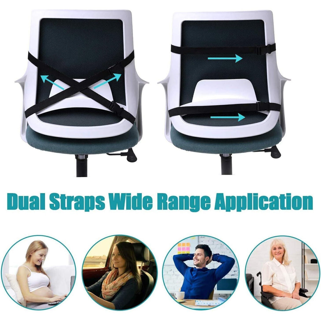 Lumbar Back Support Cushion Wheelchair Office Chair Pillow Memory Foam Car Seat.